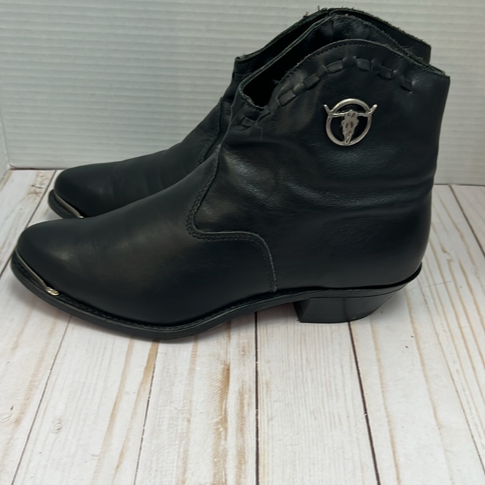 Laredo Western Boots. Black leather. Side zipper. Reinforced toe. EUC! Size 9 - Picture 3 of 9
